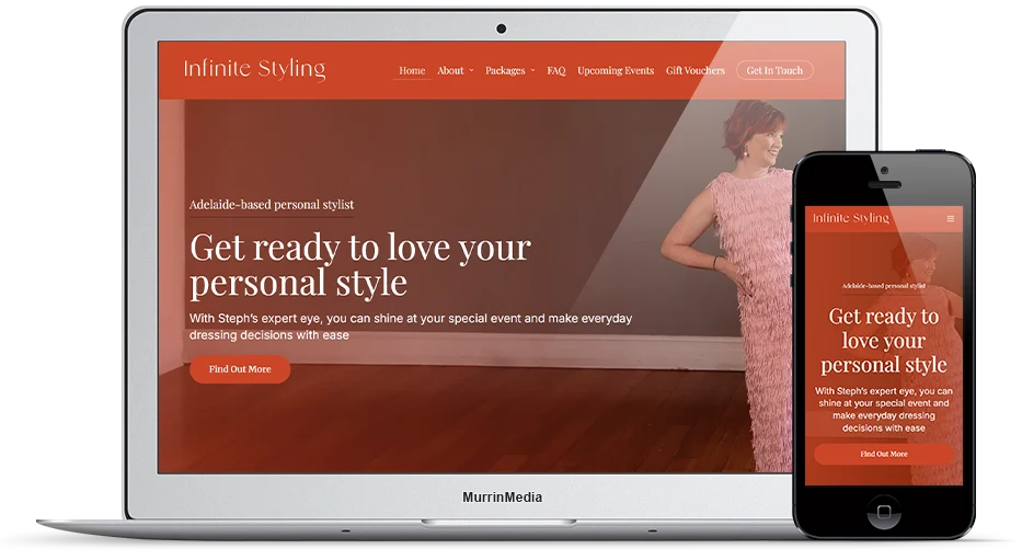 Infinite Styling website on laptop and mobile.