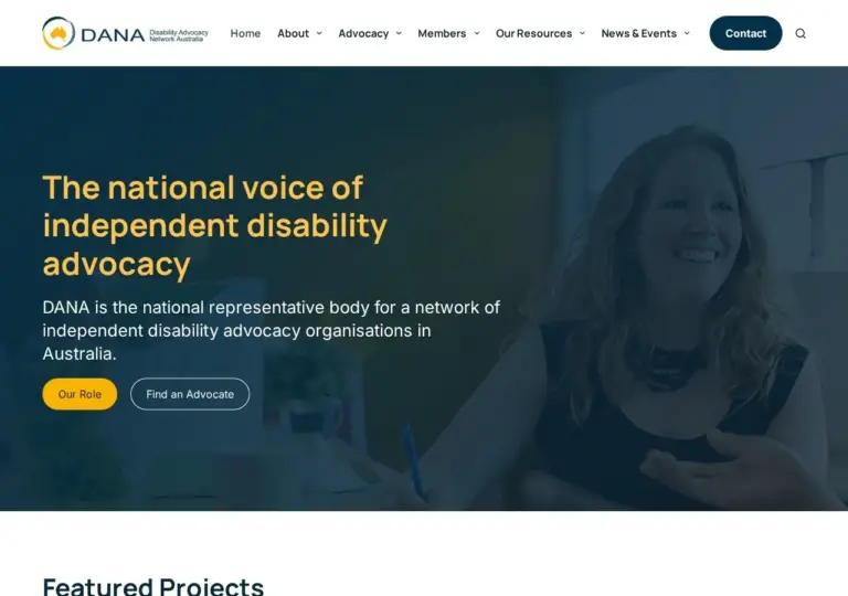 DANA website homepage