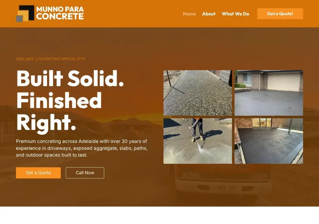 The new Munno Para Concrete website