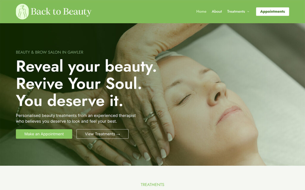 The new Back to Beauty Gawler website
