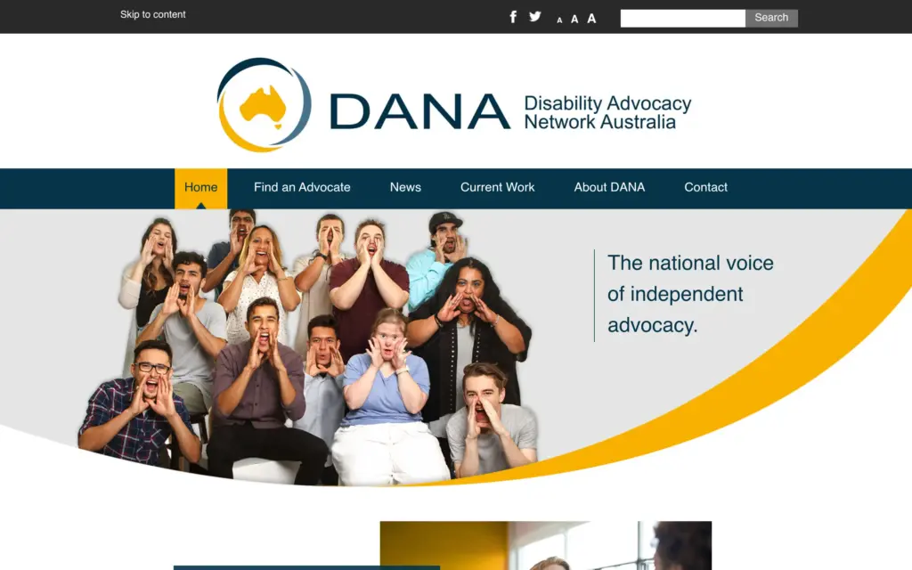 The old Disability Advocacy Network Australia website