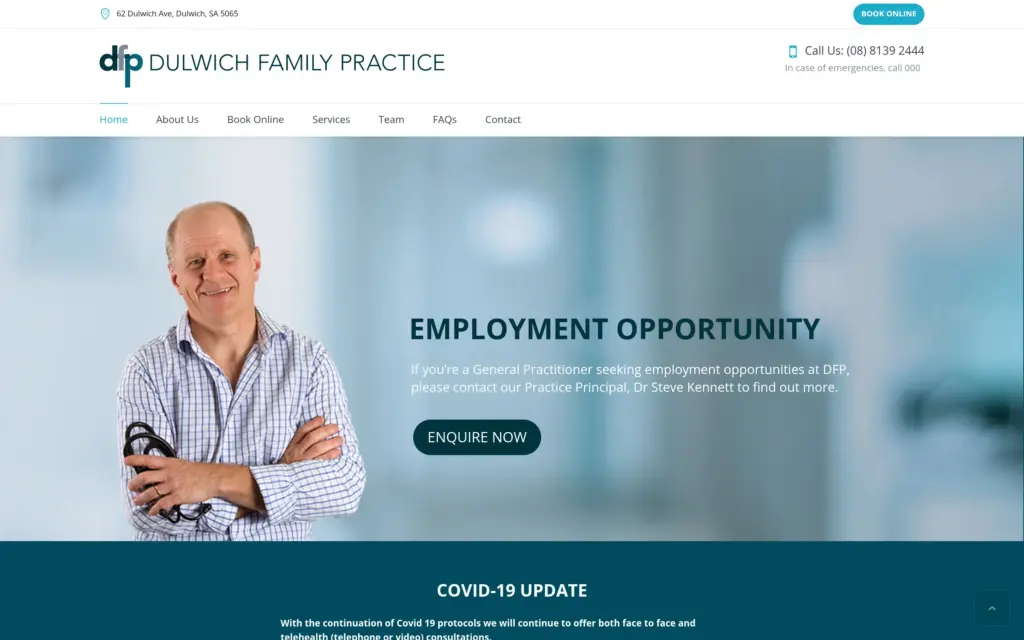 The old Dulwich Family Practice website