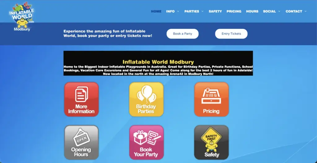 The old Inflatable World Modbury website