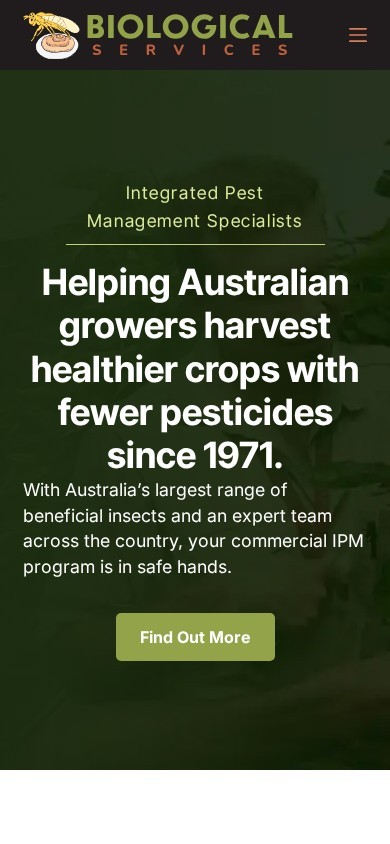 Biological Services website on a phone
