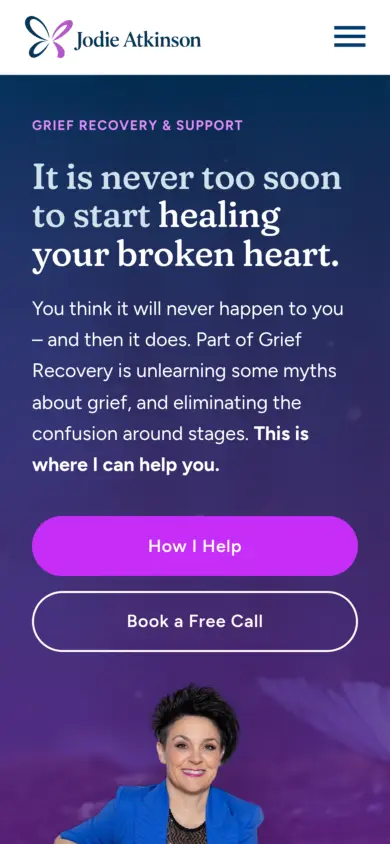 Jodie Atkinson website on a phone (2026)