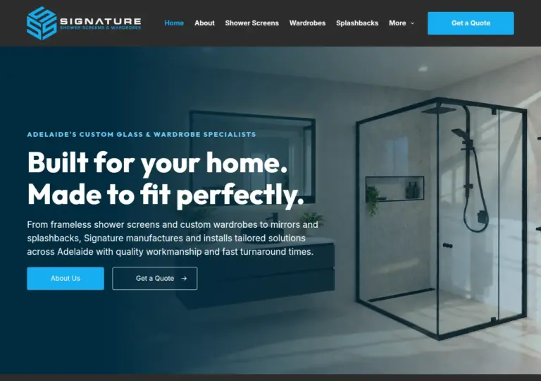 Signature Shower Screens & Wardrobes website