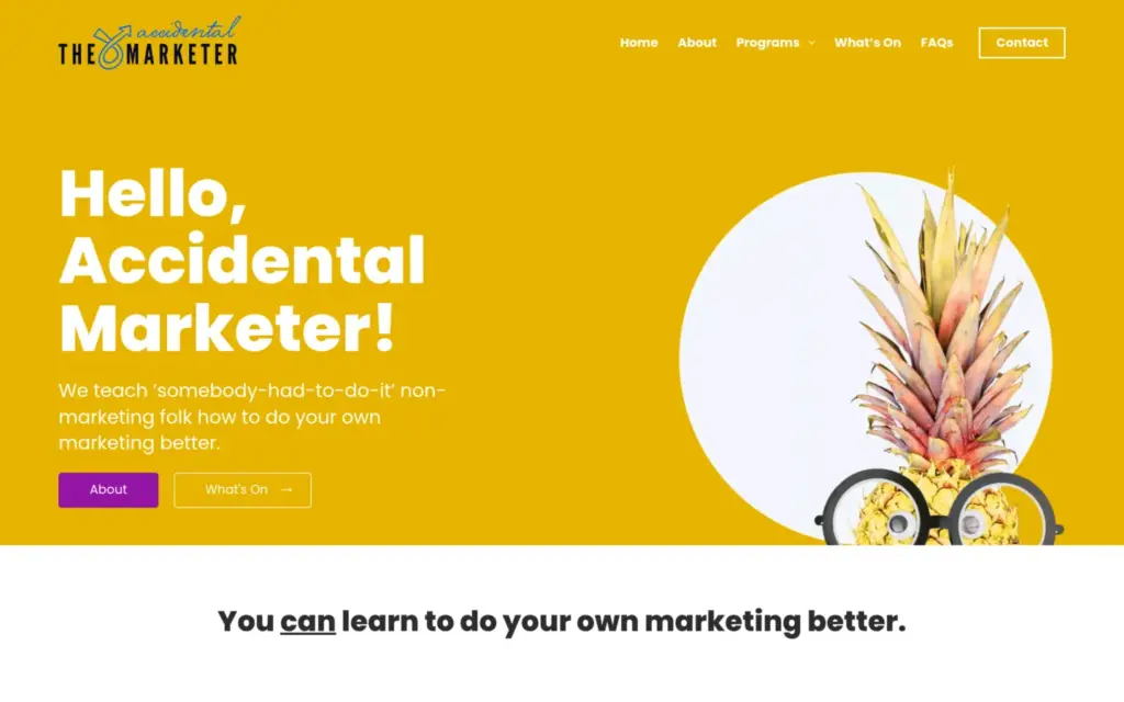 The Accidental Marketer website homepage